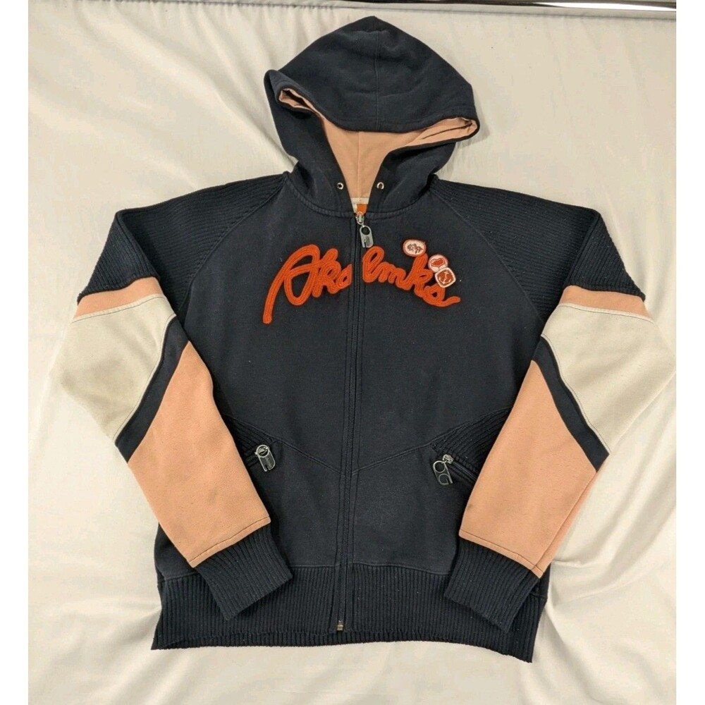 Akademiks Spell Out Navy & Pink Mesh Zip Up Hoodie Womens XL Vintage 00s Y2K